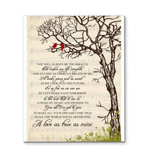 Load image into Gallery viewer, George Strait I Cross My Heart lyric tree bird canvas