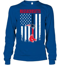 Load image into Gallery viewer, Massachusetts New England Patriots Boston Red Soxamerican flag shirt