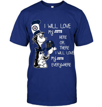 Load image into Gallery viewer, I will love my Winnipeg Jets here or there love everywhere the cat fan simpson shirt