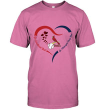 Load image into Gallery viewer, Go Cardinal red Go midnight navy blue St Louis Cardinals fan heart shirt