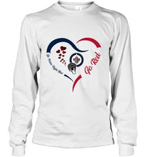 Load image into Gallery viewer, Go Polar night blue Go red Winnipeg Jets  fan heart shirt