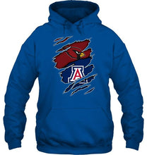 Load image into Gallery viewer, Arizona Cardinals and Arizona Wildcats layer under ripped shirt