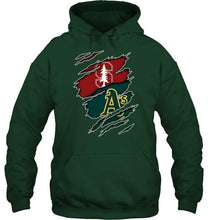 Load image into Gallery viewer, Stanford Cardinal and Oakland Athletics layer under ripped shirt