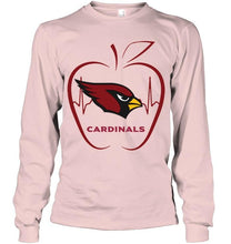 Load image into Gallery viewer, Arizona Cardinals heartbeat teacher apple shirt