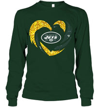 Load image into Gallery viewer, New York Jets heart love golden glitter pattern hurricane shirt