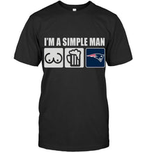 Load image into Gallery viewer, I'm simple man loves bobs beer New England Patriots fan shirt