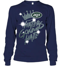 Load image into Gallery viewer, New York Jets crown haters gonna hate glitter pattern t shirt