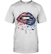 Load image into Gallery viewer, New England Patriots and UMass Minutemens glitter pattern sexy lips t shirt