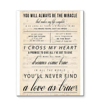 Load image into Gallery viewer, George Strait I Cross My Heart Lyric You'll never find a love as mine lyric canvas
