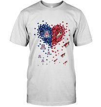 Load image into Gallery viewer, Arizona Wildcats Patriots and Arizona Coyotes tiny hearts shaped fan shirt