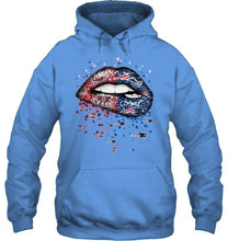 Load image into Gallery viewer, New England Patriots and UMass Minutemens glitter pattern sexy lips t shirt