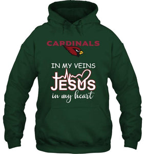 Arizona Cardinals in my veins jesus in my heart shirt