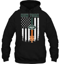 Load image into Gallery viewer, New York New York Jets New York Mets american flag shirt