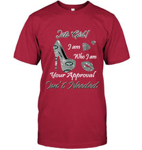 Load image into Gallery viewer, New York Jets girl i am who i am your approval isn't needed high heel lips diamond glitter pattern t shirt