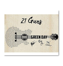 Load image into Gallery viewer, 21 guns Green day lyric guitar typography signed canvas