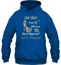 Load image into Gallery viewer, New York Jets girl i am who i am your approval isn't needed high heel lips diamond glitter pattern t shirt