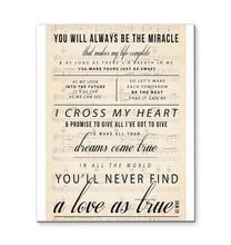 Load image into Gallery viewer, George Strait I Cross My Heart Lyric You'll never find a love as mine lyric canvas
