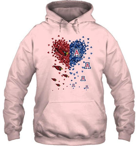 Arizona Cardinals Patriots and Arizona Wildcats tiny hearts shaped fan shirt