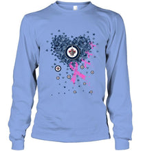 Load image into Gallery viewer, Winnipeg Jets tiny heart love shaped br east cancer shirt
