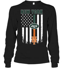 Load image into Gallery viewer, New York New York Jets New York Mets american flag shirt
