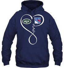 Load image into Gallery viewer, New York Jets New York Rangers love heart shirt