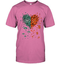 Load image into Gallery viewer, New York Jets and Syracuse Orange tiny hearts shaped fan shirt