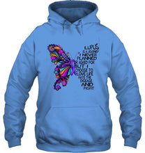 Load image into Gallery viewer, Lupus journey i never planned i choose to love life hate disease &amp; fight butterfly ribbon shirt