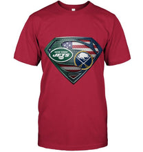 Load image into Gallery viewer, New York Jets and Buffalo Sabres superman american flag layer shirt