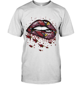 Arizona Cardinals heart glitter pattern lips shirt