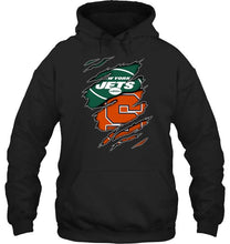 Load image into Gallery viewer, New York Jets and Syracuse Orange layer under ripped shirt