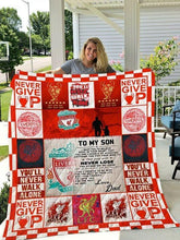 Load image into Gallery viewer, dad to son liverpool fan quilt blanket