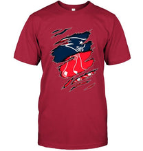 Load image into Gallery viewer, New England Patriots and Boston Red Sox layer under ripped shirt