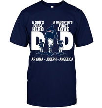 Load image into Gallery viewer, New England Patriots son's 1st hero daugther's 1st love Aryana Joseph Angelica shirt