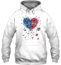 Load image into Gallery viewer, New England Patriots and UMass Minutemens tiny hearts shaped fan shirt