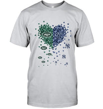 Load image into Gallery viewer, New York Jets and New York Yankees tiny hearts shaped fan shirt