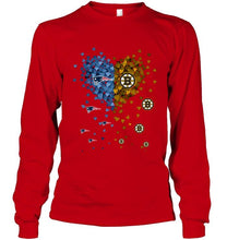 Load image into Gallery viewer, New England Patriots and Boston Bruins tiny hearts shaped fan shirt