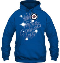 Load image into Gallery viewer, Winnipeg Jets crown haters gonna hate glitter pattern t shirt
