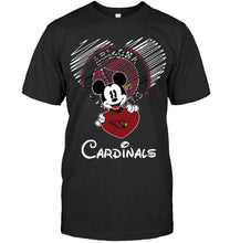Load image into Gallery viewer, Mickey loves Arizona Cardinals fan shirt