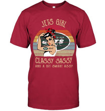 Load image into Gallery viewer, New York Jets girl classy sasy and a bit smart asy retro shirt