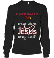 Load image into Gallery viewer, Arizona Cardinals in my veins jesus in my heart shirt