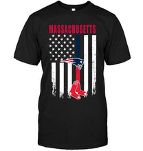 Load image into Gallery viewer, Massachusetts New England Patriots Boston Red Soxamerican flag shirt