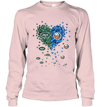 Load image into Gallery viewer, New York Jets and New York Islanders tiny hearts shaped fan shirt