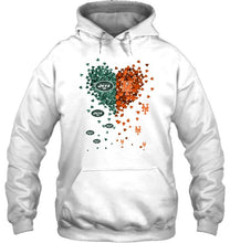 Load image into Gallery viewer, New York Jets and New York Mets tiny hearts shaped fan shirt