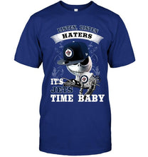 Load image into Gallery viewer, Listen haters It's Winnipeg Jets time baby jack skellington halloween shirt