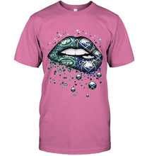Load image into Gallery viewer, New York Jets and Buffalo Sabres glitter pattern sexy lips t shirt