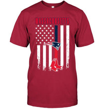 Load image into Gallery viewer, Massachusetts New England Patriots Boston Red Soxamerican flag shirt