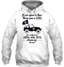 Load image into Gallery viewer, Once upon a time a girl really loved jeeps and Winnipeg Jets it was me shirt