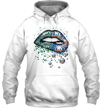 Load image into Gallery viewer, New York Jets and New York Islanders glitter pattern sexy lips t shirt