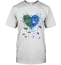 Load image into Gallery viewer, New York Jets and New York Rangers tiny hearts shaped fan shirt