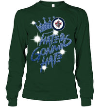 Load image into Gallery viewer, Winnipeg Jets crown haters gonna hate glitter pattern t shirt